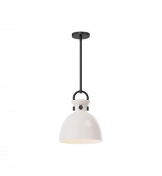  PD411811MBGO-Waldo 11-in Matte Black/Glossy Opal Glass 1 Light Pendant