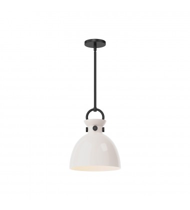  PD411811MBGO-Waldo 11-in Matte Black/Glossy Opal Glass 1 Light Pendant