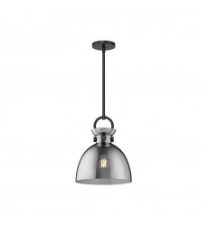  PD411811MBSM-Waldo 11-in Matte Black/Smoked 1 Light Pendant