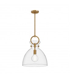  PD411814AGCL-Waldo 14-in Aged Gold/Clear 1 Light Pendant