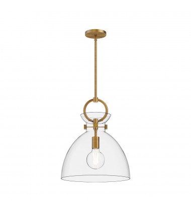  PD411814AGCL-Waldo 14-in Aged Gold/Clear 1 Light Pendant