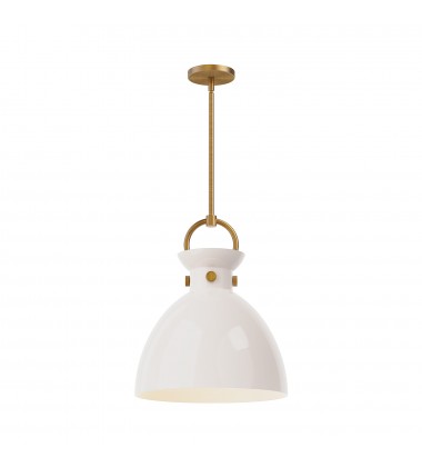  PD411814AGGO-Waldo 14-in Aged Gold/Glossy Opal Glass 1 Light Pendant