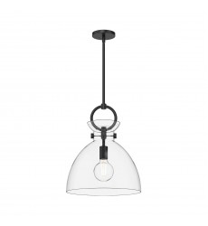 PD411814MBCL-Waldo 14-in Matte Black/Clear Glass 1 Light Pendant PD411814MBCL-Waldo 14-in Matte Black/Clear Glass 1 Light Pendant