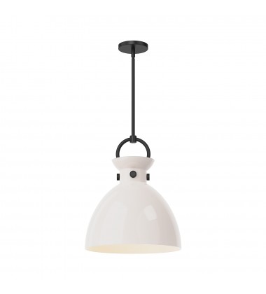 PD411814MBGO-Waldo 14-in Matte Black/Glossy Opal Glass 1 Light Pendant PD411814MBGO-Waldo 14-in Matte Black/Glossy Opal Glass 1 Light Pendant