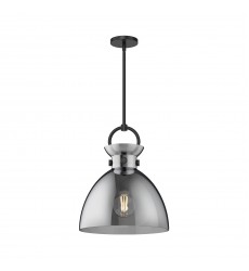 PD411814MBSM-Waldo 14-in Matte Black/Smoked 1 Light Pendant PD411814MBSM-Waldo 14-in Matte Black/Smoked 1 Light Pendant