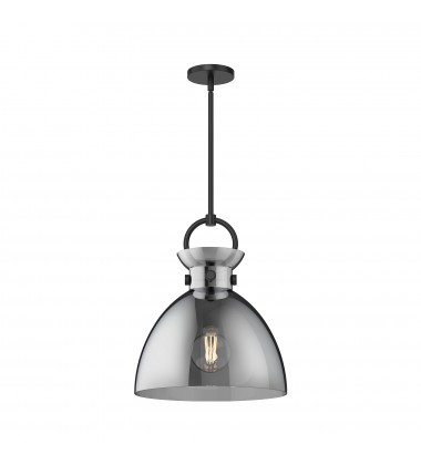 PD411814MBSM-Waldo 14-in Matte Black/Smoked 1 Light Pendant PD411814MBSM-Waldo 14-in Matte Black/Smoked 1 Light Pendant