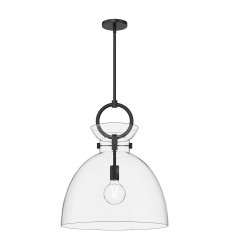 PD411818MBCL-Waldo 18-in Matte Black/Clear Glass 1 Light Pendant PD411818MBCL-Waldo 18-in Matte Black/Clear Glass 1 Light Pendant