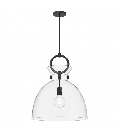 PD411818MBCL-Waldo 18-in Matte Black/Clear Glass 1 Light Pendant PD411818MBCL-Waldo 18-in Matte Black/Clear Glass 1 Light Pendant