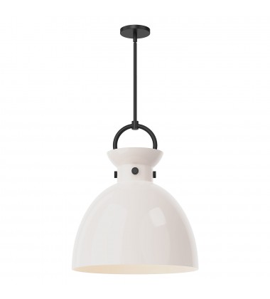 PD411818MBGO-Waldo 18-in Matte Black/Glossy Opal Glass 1 Light Pendant PD411818MBGO-Waldo 18-in Matte Black/Glossy Opal Glass 1 Light Pendant