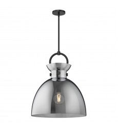 PD411818MBSM-Waldo 18-in Matte Black/Smoked 1 Light Pendant PD411818MBSM-Waldo 18-in Matte Black/Smoked 1 Light Pendant
