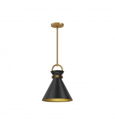  PD412011AGMB-Emerson 11-in Aged Gold/Matte Black 1 Light Pendant
