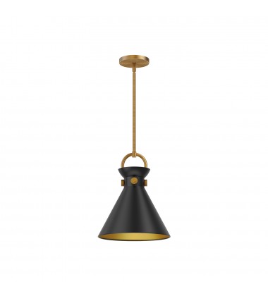  PD412011AGMB-Emerson 11-in Aged Gold/Matte Black 1 Light Pendant