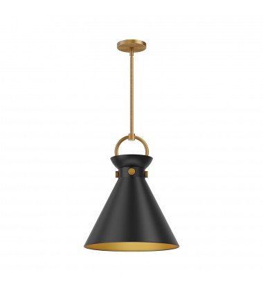  PD412014AGMB-Emerson 14-in Aged Gold/Matte Black 1 Light Pendant
