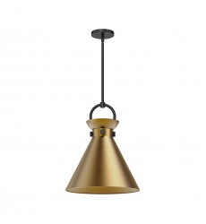  PD412014MBAG-Emerson 14-in Matte Black/Aged Gold 1 Light Pendant