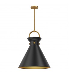  PD412018AGMB-Emerson 18-in Aged Gold/Matte Black 1 Light Pendant