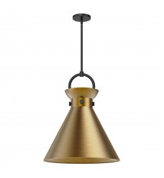  PD412018MBAG-Emerson 18-in Matte Black/Aged Gold 1 Light Pendant