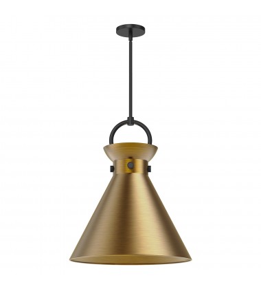  PD412018MBAG-Emerson 18-in Matte Black/Aged Gold 1 Light Pendant