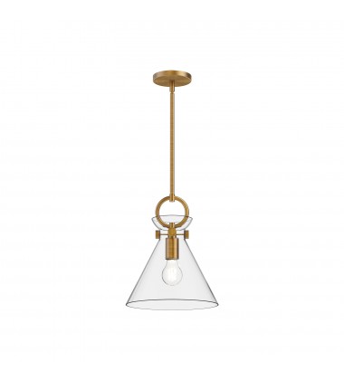  PD412511AGCL-Emerson 11-in Aged Gold/Clear 1 Light Pendant