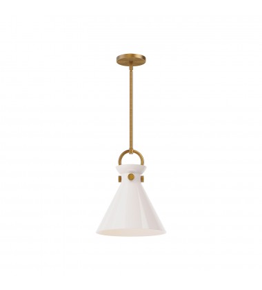  PD412511AGGO-Emerson 11-in Aged Gold/Glossy Opal Glass 1 Light Pendant