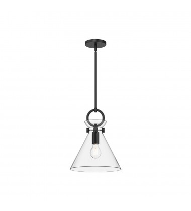  PD412511MBCL-Emerson 11-in Matte Black/Clear Glass 1 Light Pendant