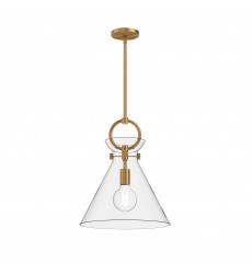  PD412514AGCL-Emerson 14-in Aged Gold/Clear 1 Light Pendant