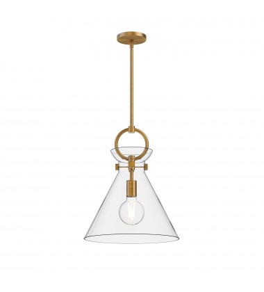  PD412514AGCL-Emerson 14-in Aged Gold/Clear 1 Light Pendant