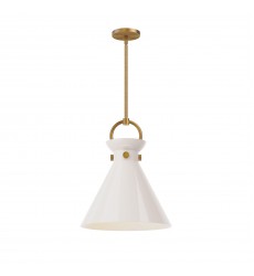 PD412514AGGO-Emerson 14-in Aged Gold/Glossy Opal Glass 1 Light Pendant