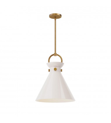  PD412514AGGO-Emerson 14-in Aged Gold/Glossy Opal Glass 1 Light Pendant
