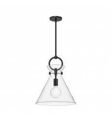 PD412514MBCL-Emerson 14-in Matte Black/Clear Glass 1 Light Pendant PD412514MBCL-Emerson 14-in Matte Black/Clear Glass 1 Light Pendant