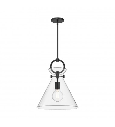 PD412514MBCL-Emerson 14-in Matte Black/Clear Glass 1 Light Pendant PD412514MBCL-Emerson 14-in Matte Black/Clear Glass 1 Light Pendant