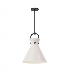 PD412514MBGO-Emerson 14-in Matte Black/Glossy Opal Glass 1 Light Pendant PD412514MBGO-Emerson 14-in Matte Black/Glossy Opal Glass 1 Light Pendant