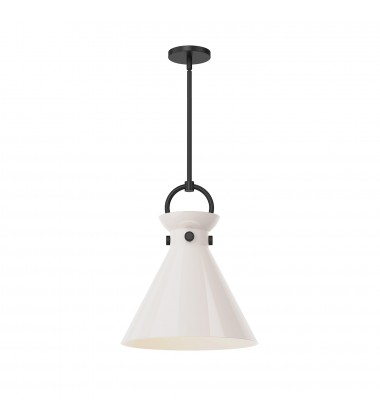 PD412514MBGO-Emerson 14-in Matte Black/Glossy Opal Glass 1 Light Pendant PD412514MBGO-Emerson 14-in Matte Black/Glossy Opal Glass 1 Light Pendant