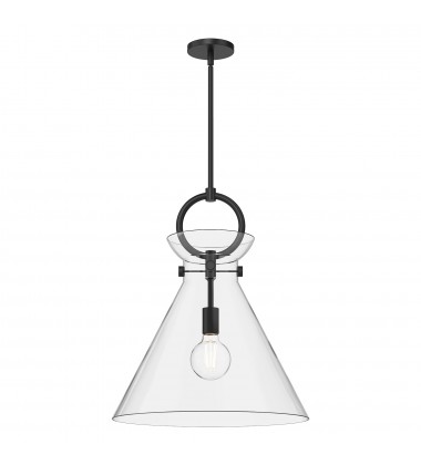 PD412518MBCL-Emerson 18-in Matte Black/Clear Glass 1 Light Pendant PD412518MBCL-Emerson 18-in Matte Black/Clear Glass 1 Light Pendant