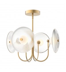 PD417904BGCR-Hera 21-in Brushed Gold/Clear Ribbed Glass LED Pendant PD417904BGCR-Hera 21-in Brushed Gold/Clear Ribbed Glass LED Pendant