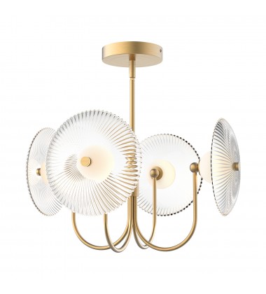 PD417904BGCR-Hera 21-in Brushed Gold/Clear Ribbed Glass LED Pendant PD417904BGCR-Hera 21-in Brushed Gold/Clear Ribbed Glass LED Pendant