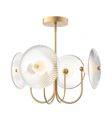 PD417904BGCR-UNV-Hera 21-in Brushed Gold/Clear Ribbed Glass LED Pendant
