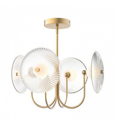 PD417904BGCR-UNV-Hera 21-in Brushed Gold/Clear Ribbed Glass LED Pendant