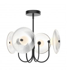 PD417904MBCR-Hera 21-in Matte Black/Clear Ribbed Glass LED Pendant PD417904MBCR-Hera 21-in Matte Black/Clear Ribbed Glass LED Pendant