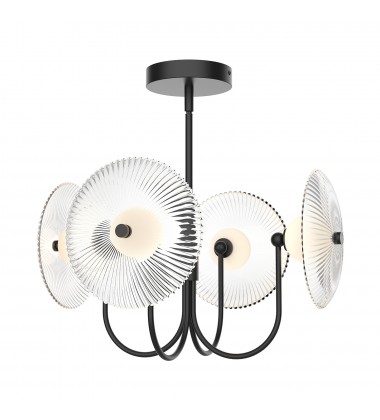  PD417904MBCR-Hera 21-in Matte Black/Clear Ribbed Glass LED Pendant