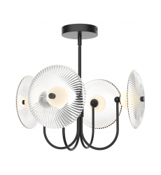 PD417904MBCR-UNV-Hera 21-in Matte Black/Clear Ribbed Glass LED Pendant