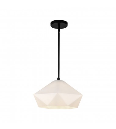 PD424514MBOP-Krysta 14-in Matte Black/Opal Glass 1 Light Pendant  PD424514MBOP-Krysta 14-in Matte Black/Opal Glass 1 Light Pendant