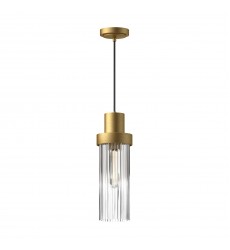  PD435605BGCR-Kent 5-in Brushed Gold/Clear Ribbed Glass 1 Light Pendant