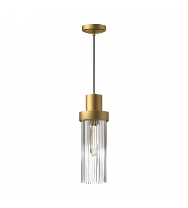  PD435605BGCR-Kent 5-in Brushed Gold/Clear Ribbed Glass 1 Light Pendant
