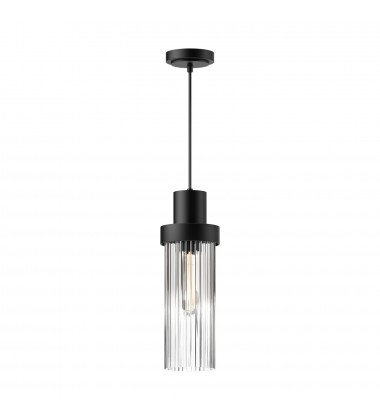  PD435605MBCR-Kent 5-in Clear Ribbed Glass/Matte Black 1 Light Pendant