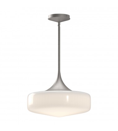  PD440814BNGO-Lincoln 14-in Brushed Nickel/Glossy Opal Glass 1 Light Pendant