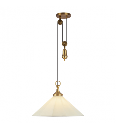PD447120BGWL-Ellen 20-in Brushed Gold/White Linen Socket Pendant