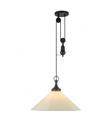 PD447120MBWL-Ellen 20-in Matte Black/White Linen Socket Pendant