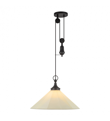 PD447120MBWL-Ellen 20-in Matte Black/White Linen Socket Pendant