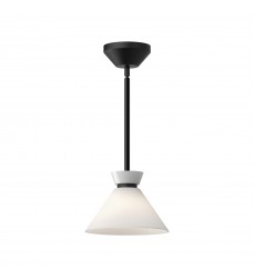  PD470108MBGO-Halston 8-in Glossy Opal Glass/Matte Black 1 Light Pendant