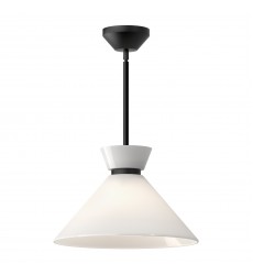  PD470514MBGO-Halston 14-in Glossy Opal Glass/Matte Black 1 Light Pendant